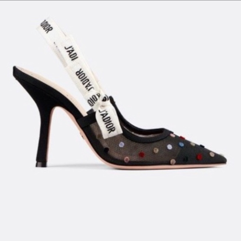 DIOR J’ADIOR SLINGBACK POLKADOT MESH PUMP SZ 39.5